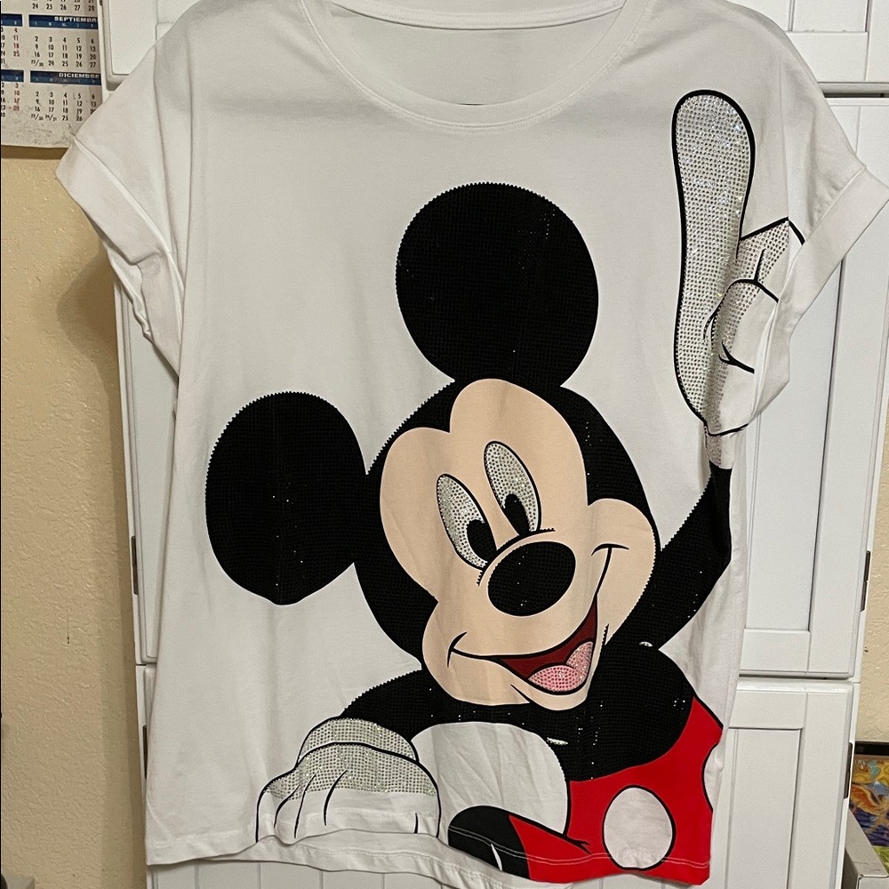 Disney Mickey Mouse White and Red Women's Tee